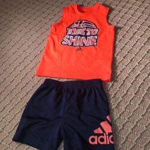Boys adidas shorts and top set
